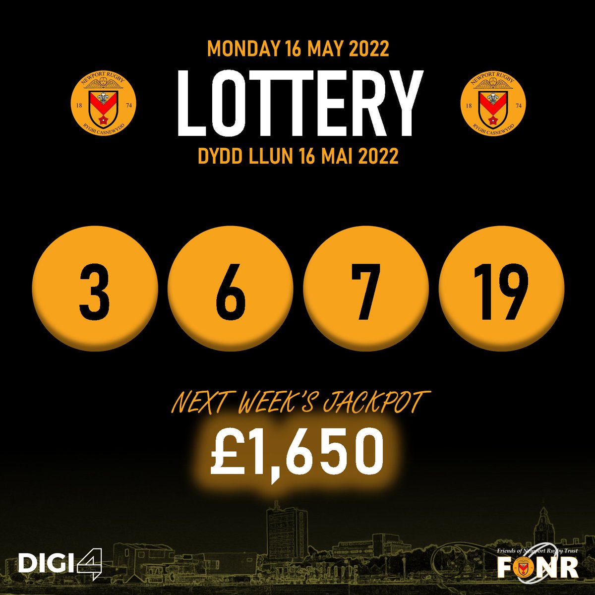 🎱 LOTTERY | Here are tonight's winning numbers. No winners this week so it's another rollover next week!

Head to the <a href="/DIGI4_/">DIGI4 - Online Lottery</a> app or to digi4.co.uk to get your tickets now for just £1!

#COTP #YmlaenCasnewydd