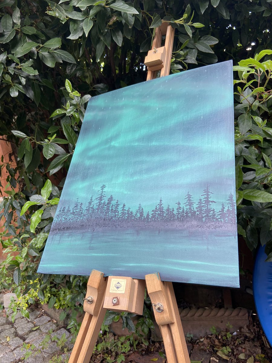 Waiting a week or so for the first layers to dry. Oil on canvas 🎨 #auroraborealis