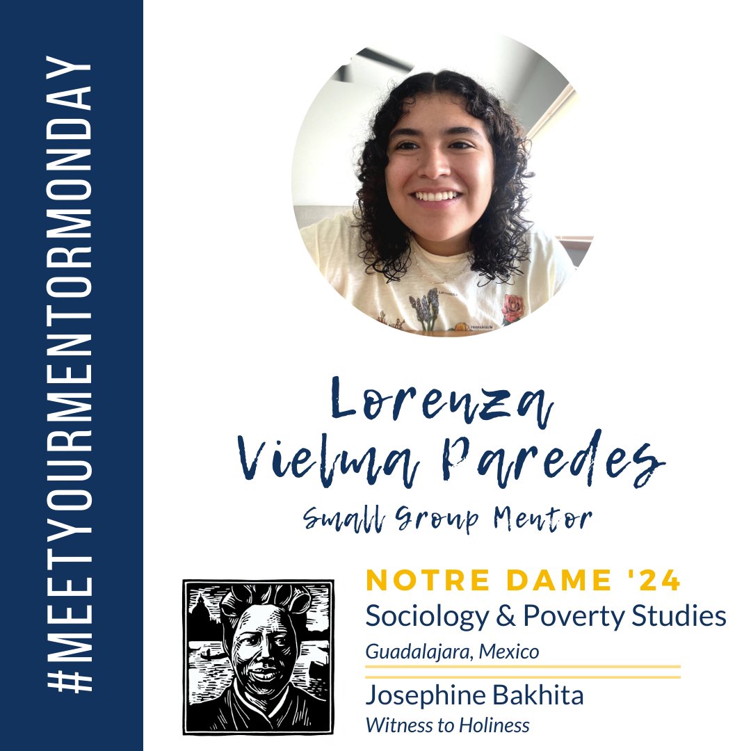 Meet Lorenza Vielma Paredes, one of our Small Group Mentors!
“I am so excited to grow in faith and love for God alongside all of you! I can't wait to listen to your stories and for all of us to accompany each other on this journey.”
#NDVision #MeetYourMentorMonday <a href="/McGrathND/">McGrath Institute for Church Life</a>