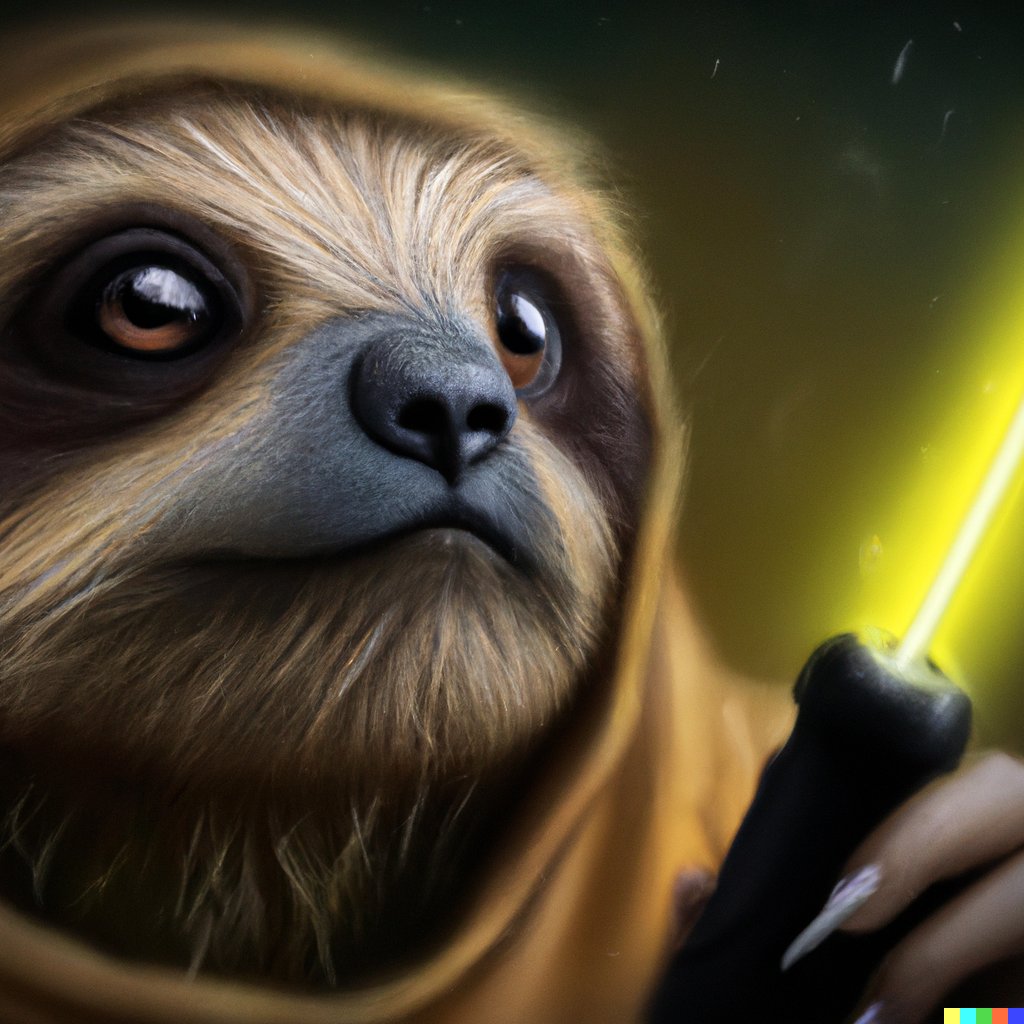 cer_andrew's tweet photo. "A sloth Jedi with a laser pointer contemplating The Force, digital art, studio, detailed, portrait"

#dalle #dalle2 https://t.co/nc81RXeAEs