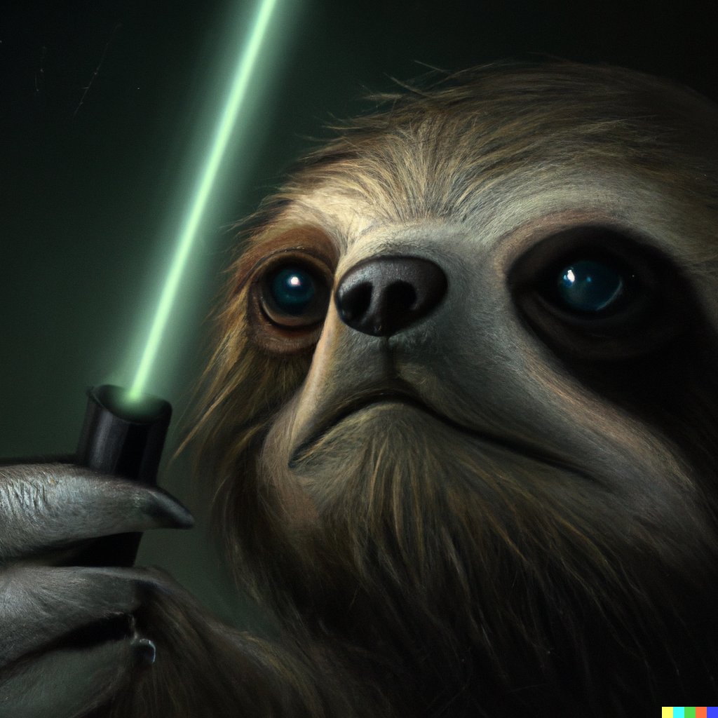 cer_andrew's tweet photo. "A sloth Jedi with a laser pointer contemplating The Force, digital art, studio, detailed, portrait"

#dalle #dalle2 https://t.co/nc81RXeAEs