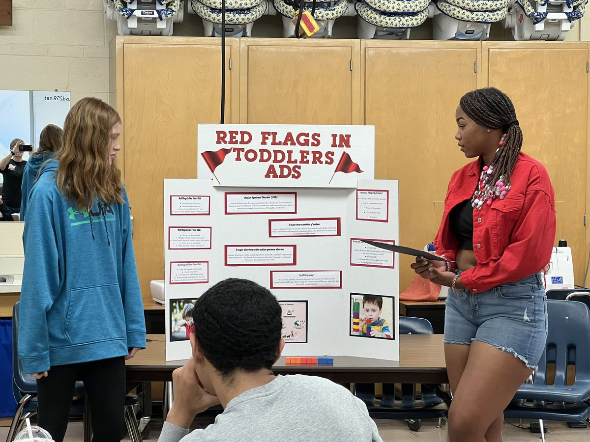 Parenting/Child Development students wrapping up the semester with research and presentations on toddler issues. #skillsforlife #HeightsEarlyChildhood