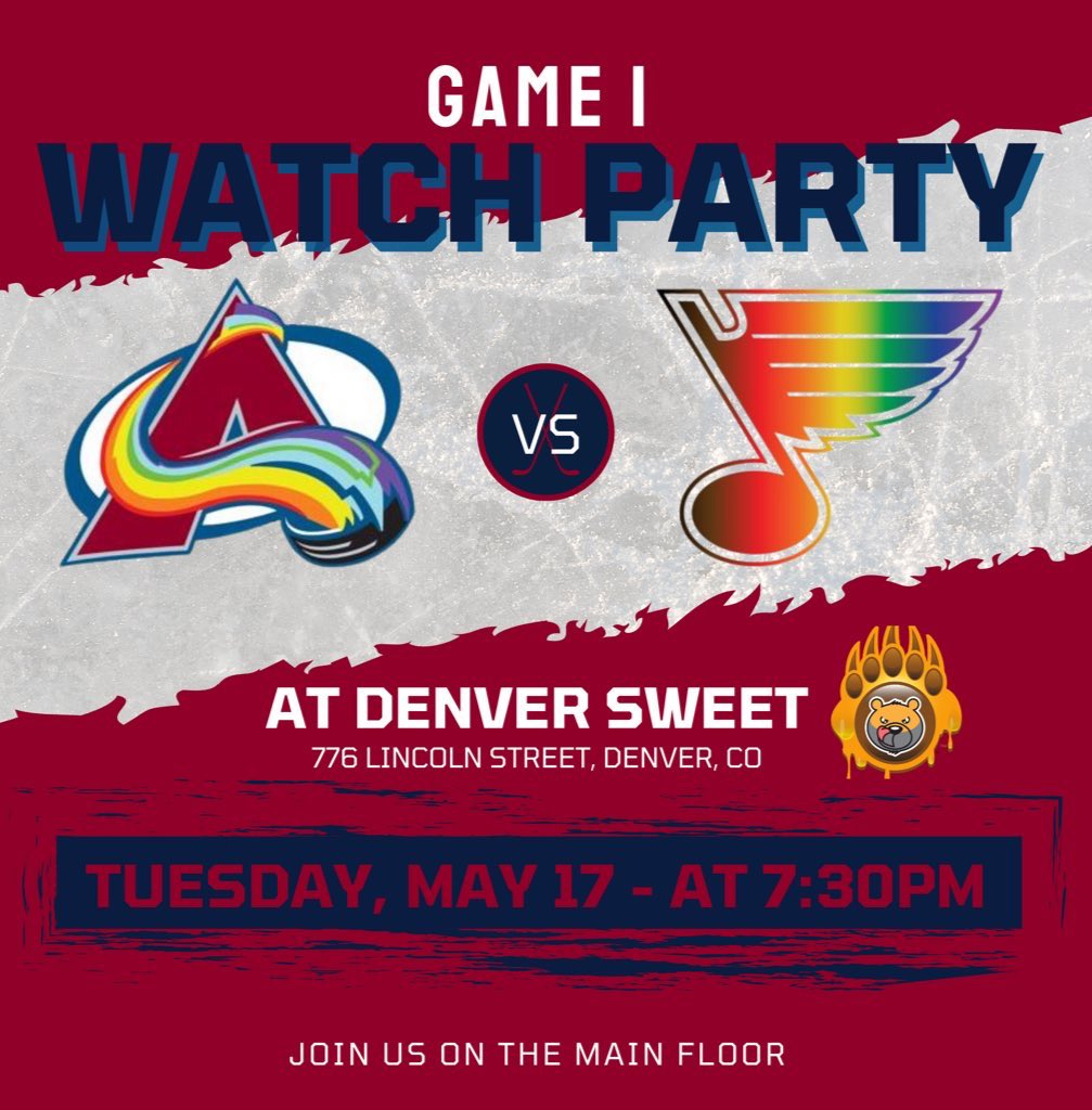nickus13's tweet photo. For any of my Avalanche/hockey Twitter friends.. come join us tomorrow at Sweet and cheering on the Avs in Game 1! #GoAvsGo #AvsPride #FindAWay https://t.co/1JB8U9Hete