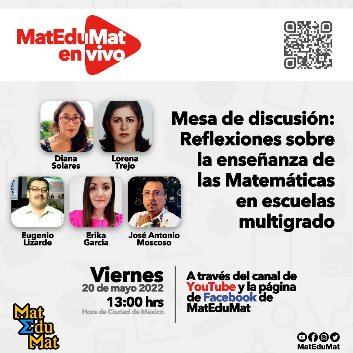 MatEduMat's tweet photo. ¡𝗠𝗮𝘁𝗘𝗱𝘂𝗠𝗮𝘁 𝗲𝗻 𝘃𝗶𝘃𝗼! 🔴🎥
Mesa de discusión: Reflexiones sobre la enseñanza de las Matemáticas en escuelas multigrado

Conversaremos acerca de experiencias y resultados de la investigación en educación matemática relacionados con la enseñanza en entornos multigrado https://t.co/zGcz44xy2F