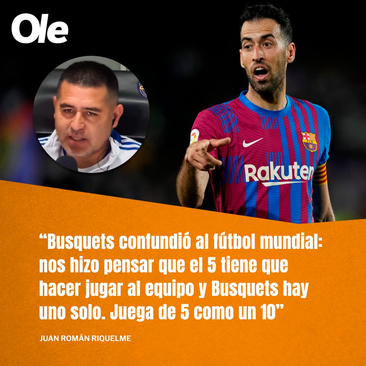 DiarioOle's tweet photo. 🔟 Riquelme y una masterclass futbolera: la influencia de Busquets en la concepción actual del número 5⃣

🎙️ ESPN https://t.co/8GRle5cIzc