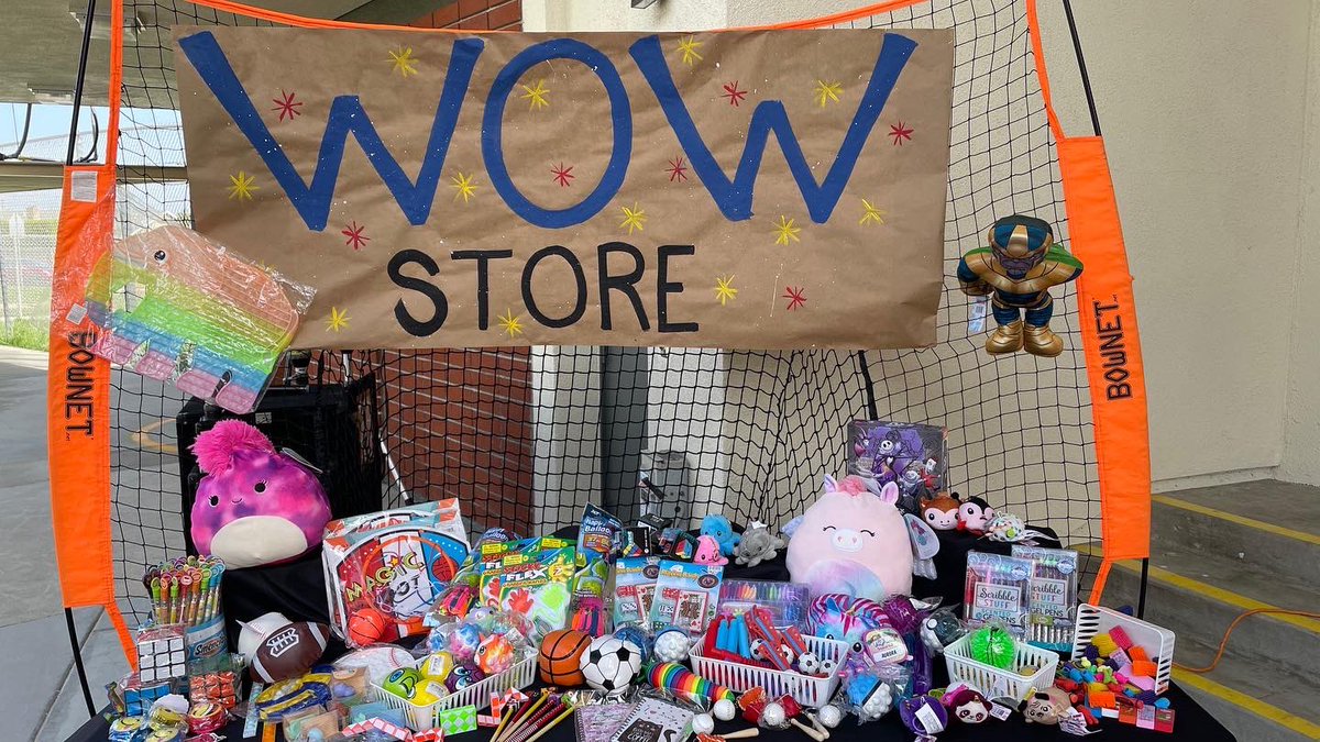 OkaWolfpack's tweet photo. Students loved getting the chance to “spend” their hard earned WOW tickets. Tickets are earned when students show responsible, respectful, and safe behavior. https://t.co/i7RJdrkIBm