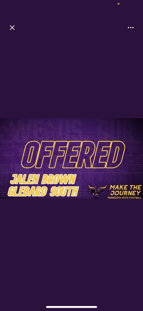 JalenAnthonyBr1's tweet photo. It’s become an upcoming dream of mine to play college ball, and after a great conversation with @CoachJackson32 I’m an honored to announce I received an offer from @MinnStFootball!!!!! @SneakerDiva1922 @GlenbardSouthFB @BlairRIVALS @PrepRedzoneIL @AllenTrieu https://t.co/c9rjcqYw5Q