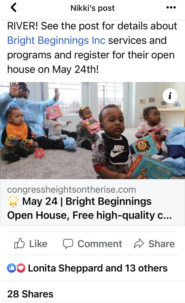 TheAdvoc8te's tweet photo. Connecting #Ward7 & #Ward8 families to vital resources like free childcare offered by @BrightBeginDC makes me very happy! ๐๐ Visit https://t.co/rxKV3Gj4xU for details & to register for the open house on May 24th! #SoutheastLove https://t.co/iTdCRfpc6z
