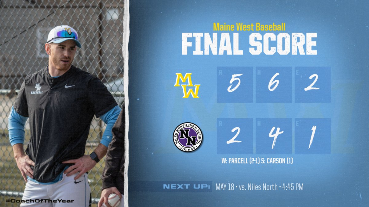 Warriors hang on to beat Niles North 5-2 Monday night. COY front runner, Coach Willett, moves to 2-0 on the season. Should we go for 3-0? Parcell got the win, pitching 5 innings &amp; giving up 0 ER w/ 6 ks. Carson got his 1st save. Olsen had 2 hits at the plate including a 2B.