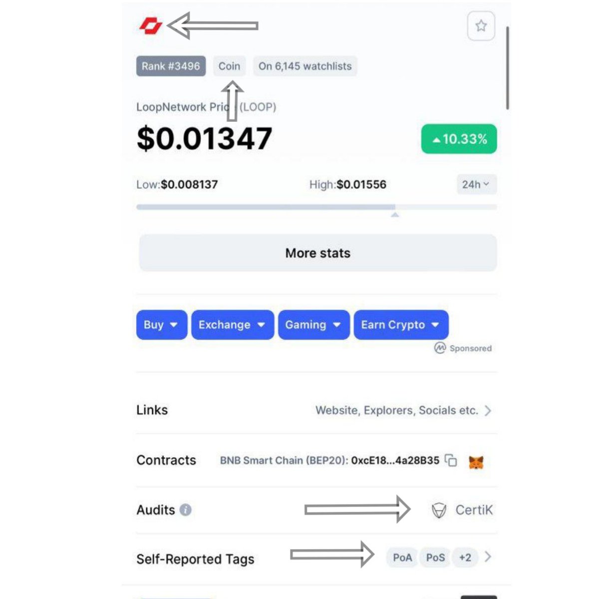 LoopNetwork3's tweet image. LoopNetwork has been updated on CMC. What you can find out?
1. Logo
2. Coin status
3. Audits Certik
4. PoA &amp;amp; PoS tag status

coinmarketcap.com/currencies/loo…