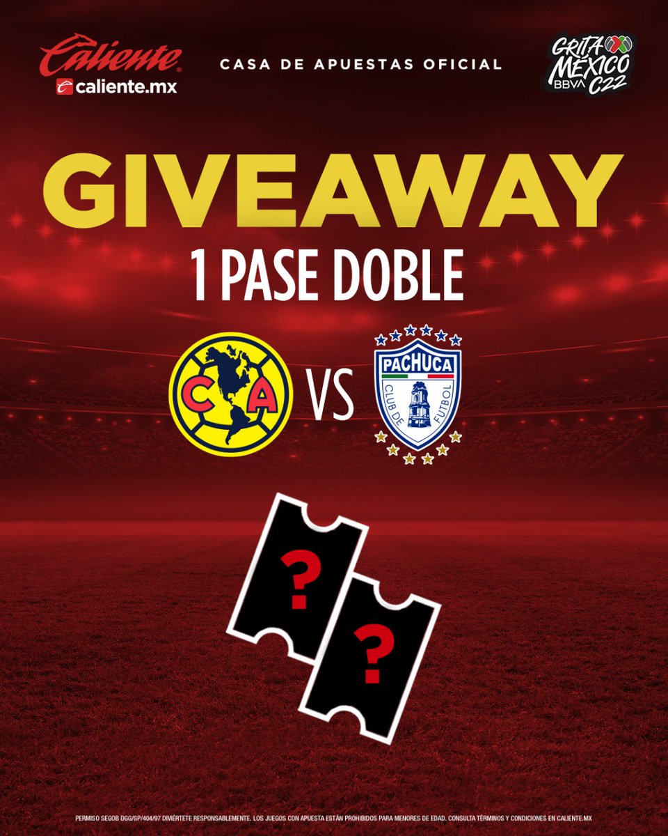 calientesports's tweet photo. 🚨GIVEAWAY ÁGUILA🚨

 🎟️ ¡GANA UN PASE DOBLE para el @ClubAmerica vs #Pachuca! 🦅🦫

Haz lo siguiente 👇🏽: 
1️⃣ Sigue a @calientesports
2️⃣ Dale 🔁 y ❤️
3️⃣ Comenta este tuit con el hashtag #MásAcciónMásDiversión🔥

¡Se rifará UN pase doble! 🤩 https://t.co/2awBsqYqHe