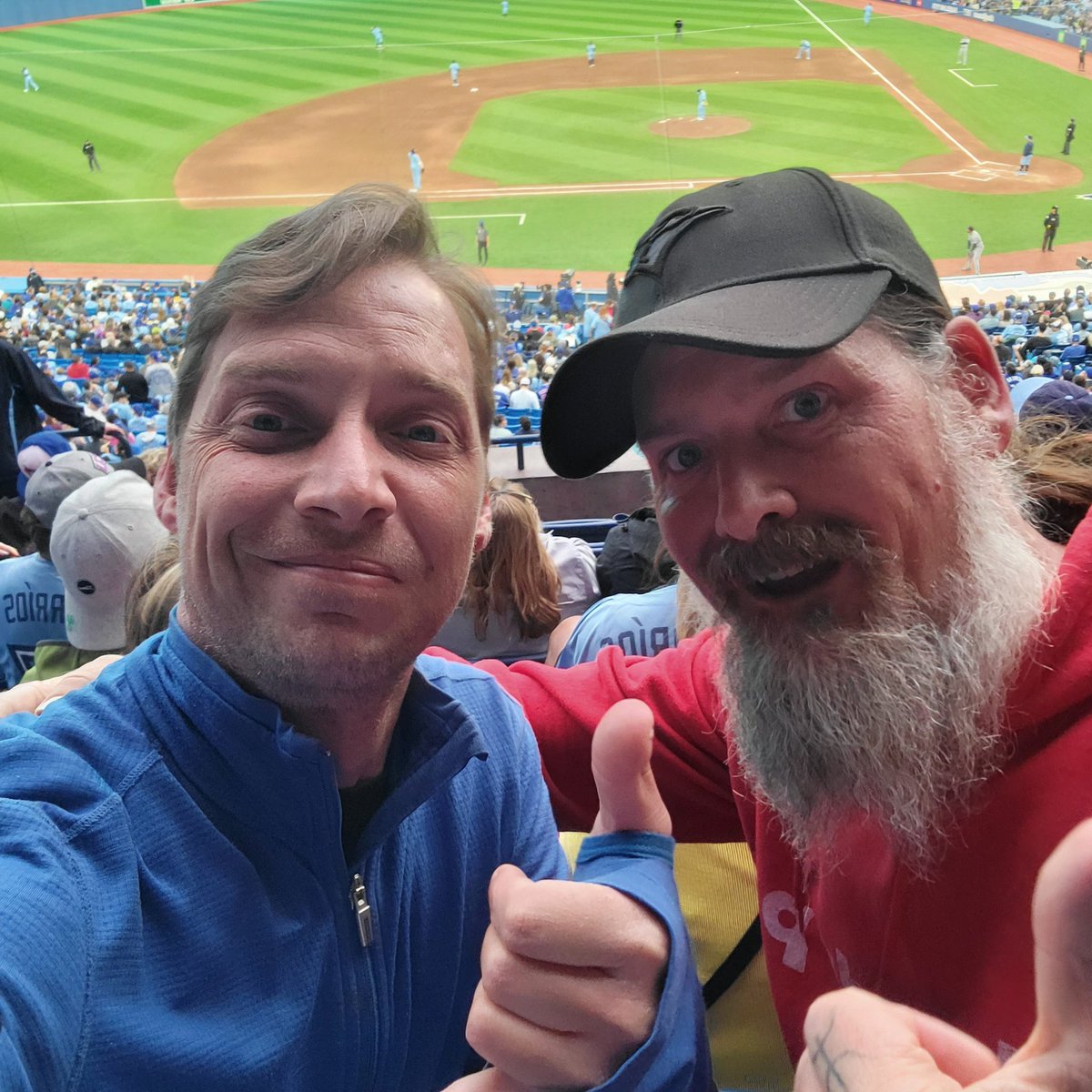 MikeShoreman's tweet photo. Better get this in while I can!  Thanks @thejasonbrown for joining me and big thanks Councillor @rhondamulcahy for the night out watching THE TEAM ⚾️ 

#BlueJays https://t.co/gFeepz5mRm