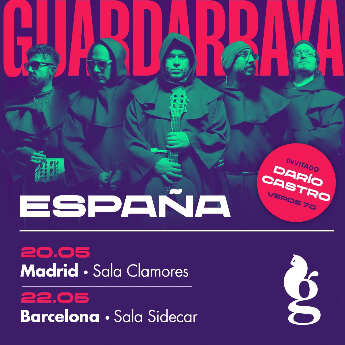 La magia de la música y sus caminos, nos une con <a href="/dario_castro/">Darío Castro ⚡</a> de <a href="/VERDE70oficial/">VERDE 70 ⚡</a> por #Madrid y #Barcelona. ¡#DeQuitoPapá! 

📌MADRID 20 de mayo
📍Sala Clamores 

📌BARCELONA 22 de mayo
📍Sala Sidecar 

#Guardarraya #V70 
#MúsicaVisceralUrbanoPopularMestizoAlternativa