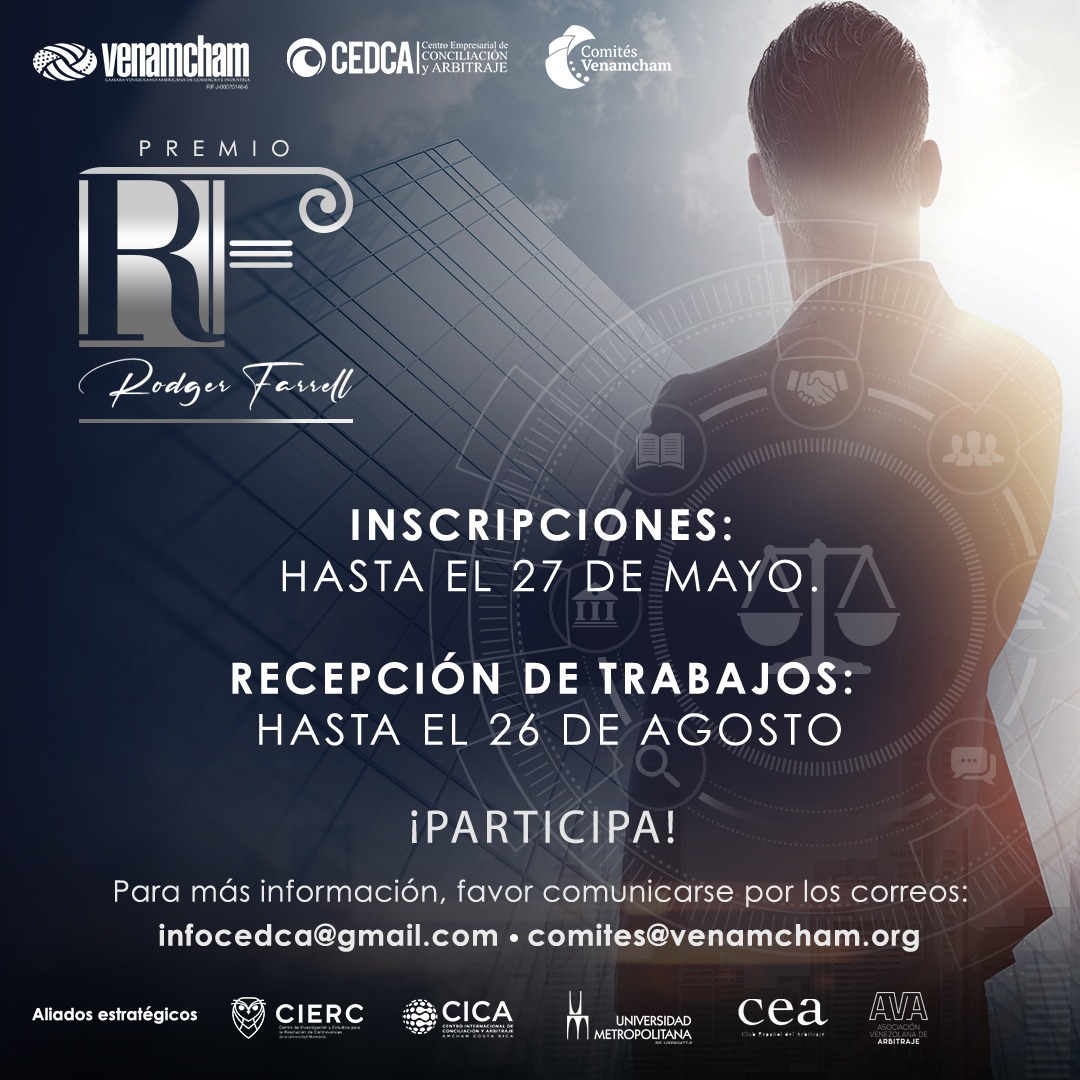 VenAmCham's tweet photo. ¡Comienza la cuenta regresiva!
El próximo 27 de mayo cierran las inscripciones del #PremioRodgerFarrell, por lo que todavía estás a tiempo de formar parte de esta edición y dejar tus aportes al desarrollo de los medios alternativos y a las ciencias jurídicas. https://t.co/q7PR5s1Yh7