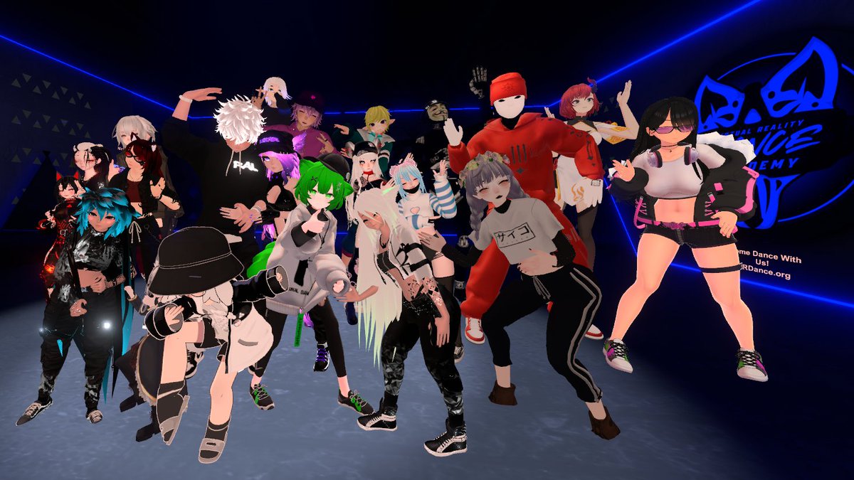 VRDanceAcademy's tweet photo. Thank you @ImAfflictionTV for today's class! What a great turn out! We learned botting and animation moves! All inside #VRChat! Great job everyone! Practice! Practice! Practice! 🤖💖 https://t.co/JRZgKRegdW