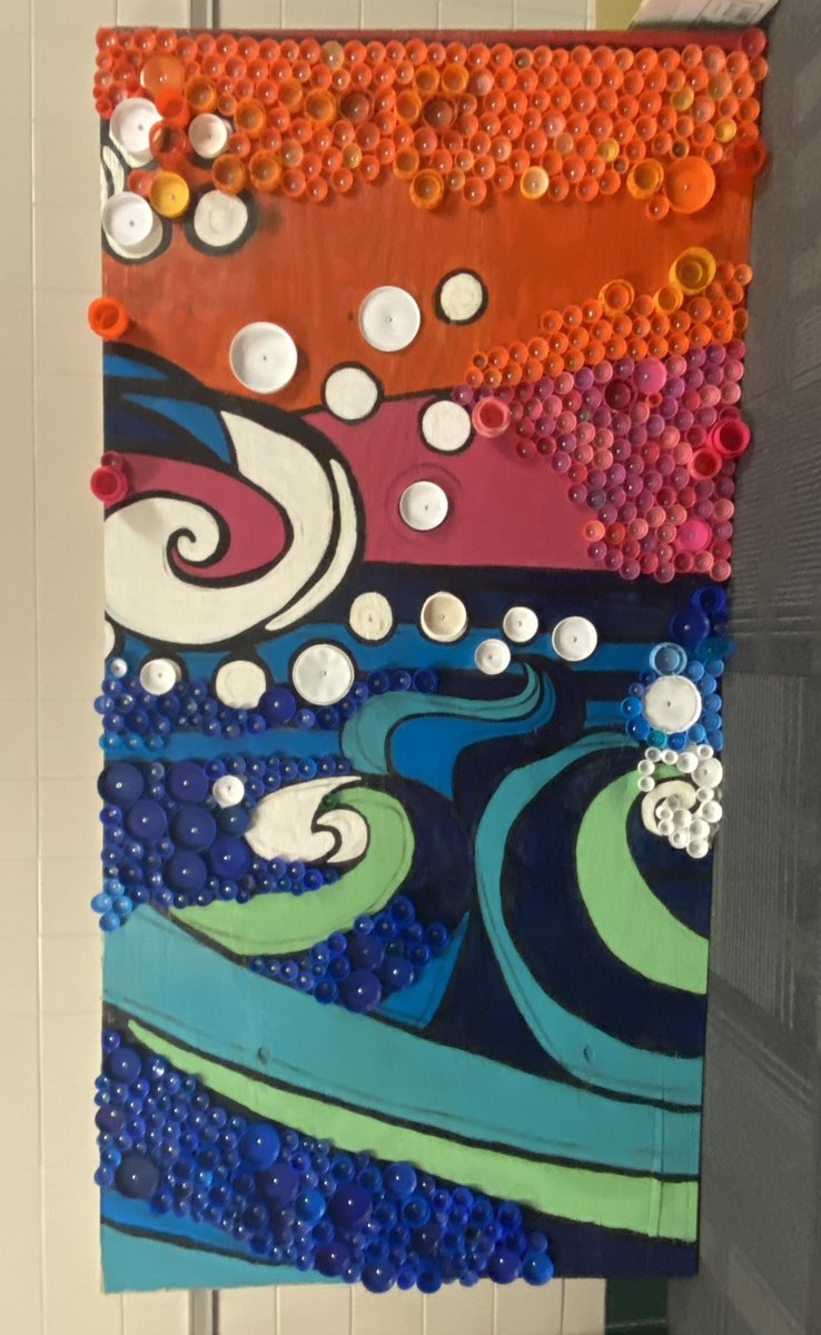 Bottle cap mural progress…slow but have started the 2nd panel as well!