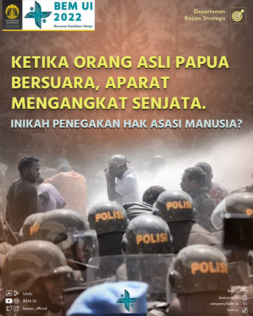 BEMUI_Official's tweet photo. PERISTIWA AKSI DOB PAPUA: KETIKA ORANG ASLI BEREKSPRESI, APARAT MENANGGAPI SECARA REPRESIF https://t.co/PhFKc3kou0