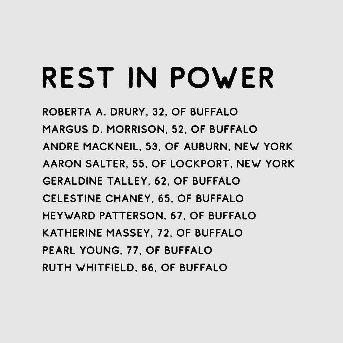 This visual tribute is dedicated to the victims of the mass shooting and murders in Buffalo. Honor them.