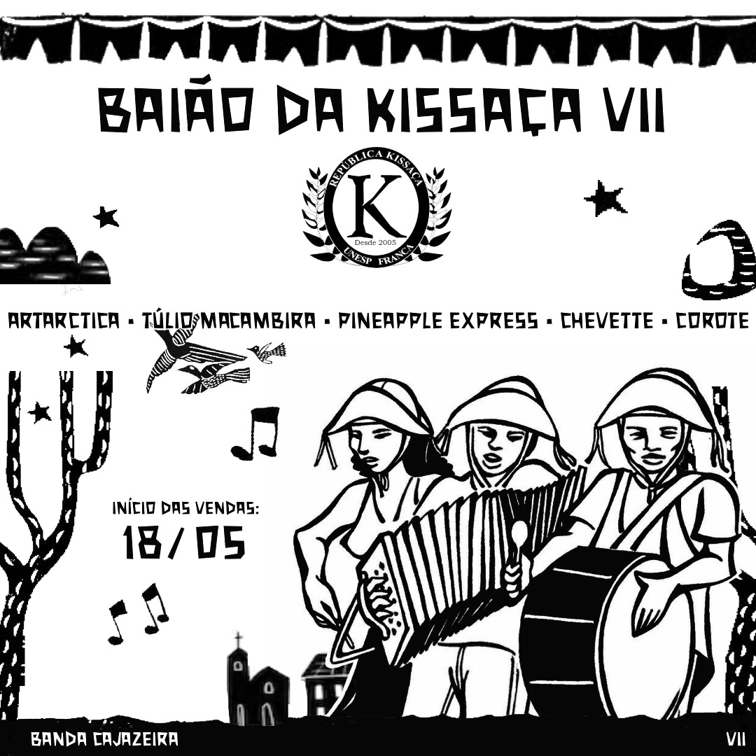 Repkissaca's tweet photo. Salve, UNESP Franca! 🌵🔥

A sétima edição do Baião da Kissaça (sábado, dia 04/06, às 16h) vem aí e nada melhor que um forrózinho para aquecer o coração nessa friaca francana. 
As vendas começarão nesta QUARTA-FEIRA (dia 18/05) às 18h. Esperamos vocês nos corredores da UNESP! https://t.co/b6srfSSUo0