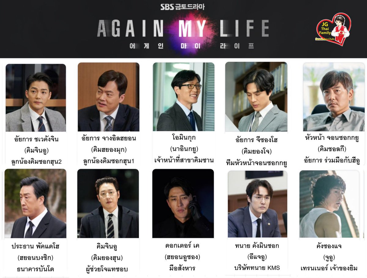 jgthaifamily_'s tweet photo. รายชื่อตัวละครหลักและชื่อนักแสดงในซีรีส์ Again My Life 2/3

#AgainMyLife #어게인마이라이프 #이준기 #LeeJoonGi #อีจุนกิ #ลีจุนกิ #LeeJunKi  #KimJiEun #คิมจีอึน #KimJinwoo #KimHyeongmook #NaInGyu #KimYoungJo #KimChulgi #HyunBongSik #KimYoungHoon #HyunWooSung #LeeJaeWoo #Joowoo https://t.co/PCyFArstho
