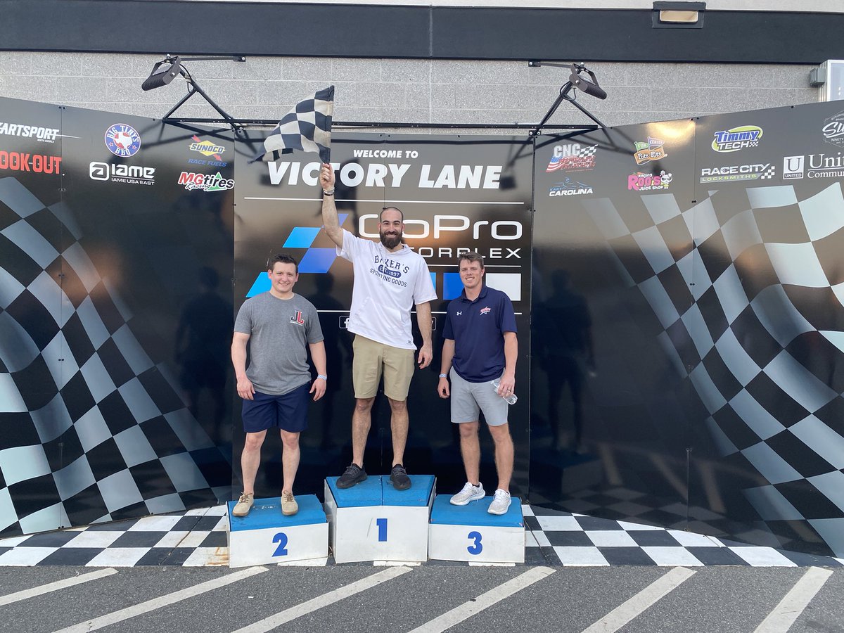 Victory Lane celebration here at @GoProMotorplex 

@BakersSports taking 🥇🥉
@JohnsonLambe taking 🥈
@FirstTeam1994 taking 📸
@allisportsgroup 
@RedStickSports1