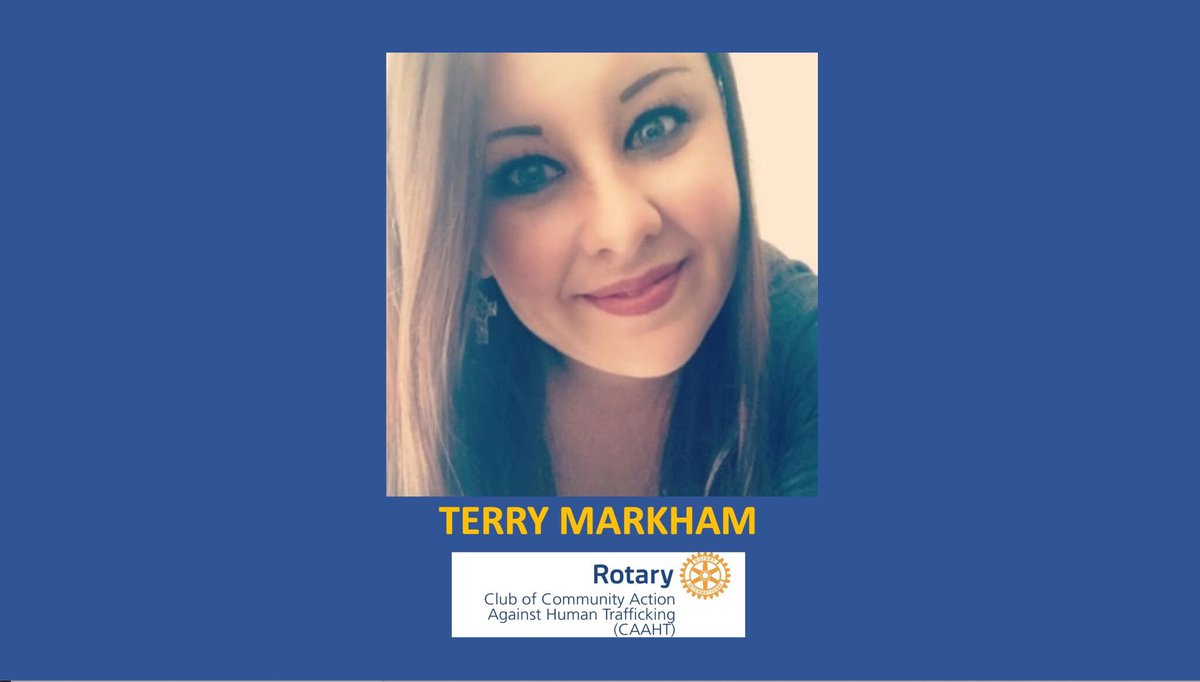 rotarycaaht's tweet photo. Join CAAHT Meeting May 17, 2022 at 12:00 P.M. (CT) to hear from Terri Markham. Email rotarycaaht@gmail.com for a Zoom link. Terry is co-founder and executive director of Uprising. She’s been working in the anti-human trafficking movement for the past 9 years. #EndHumanTrafficking https://t.co/sPRPJWAjQk