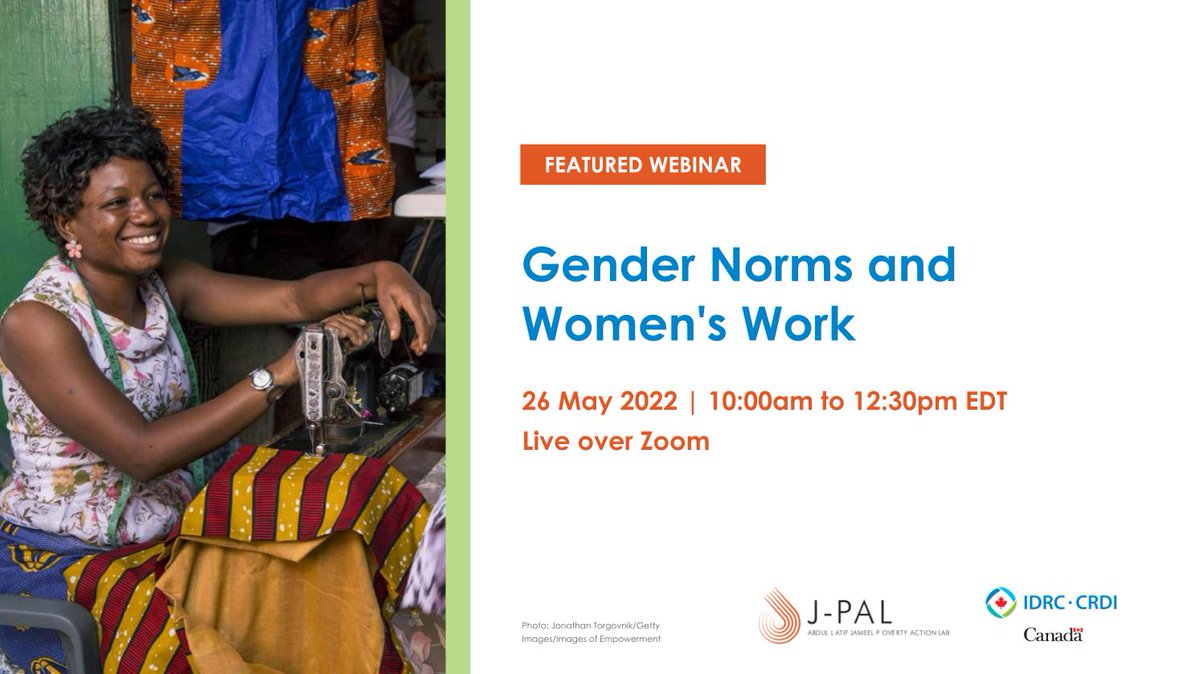 GrOW4Women's tweet photo. Pleased to be co-hosting this webinar w/colleagues from @JPAL next week ‼️ 
Join us on Thursday May 26 to hear our guests share insights on how policies and programs can contribute to shifting #gendernorms and #attitudes relating to #WEE.
Register here➡️: https://t.co/haP3UkKNa1 https://t.co/6K08SxSZ3n