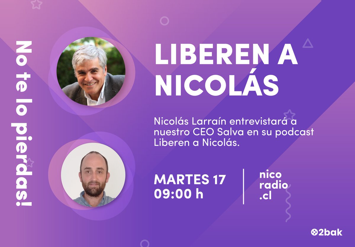 getbacktech's tweet image. Nicolás Larraín entrevistará a nuestro CEO Salva en su podcast Liberen a Nicolás. No se lo pierdan!!!

#liberenanicolas #2bak  #podcast #entrevista #chile #escuchapodcast