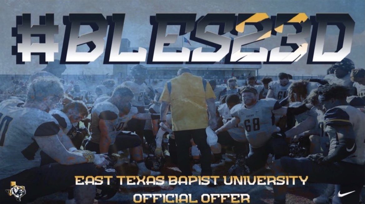 ChandlerD_66's tweet photo. All the glory to the Lord for giving me my first opportunity to play college football. Go Tiger🐯 @JebSpinney @ETBU_Football #glorytogod https://t.co/GUE58KiaZM