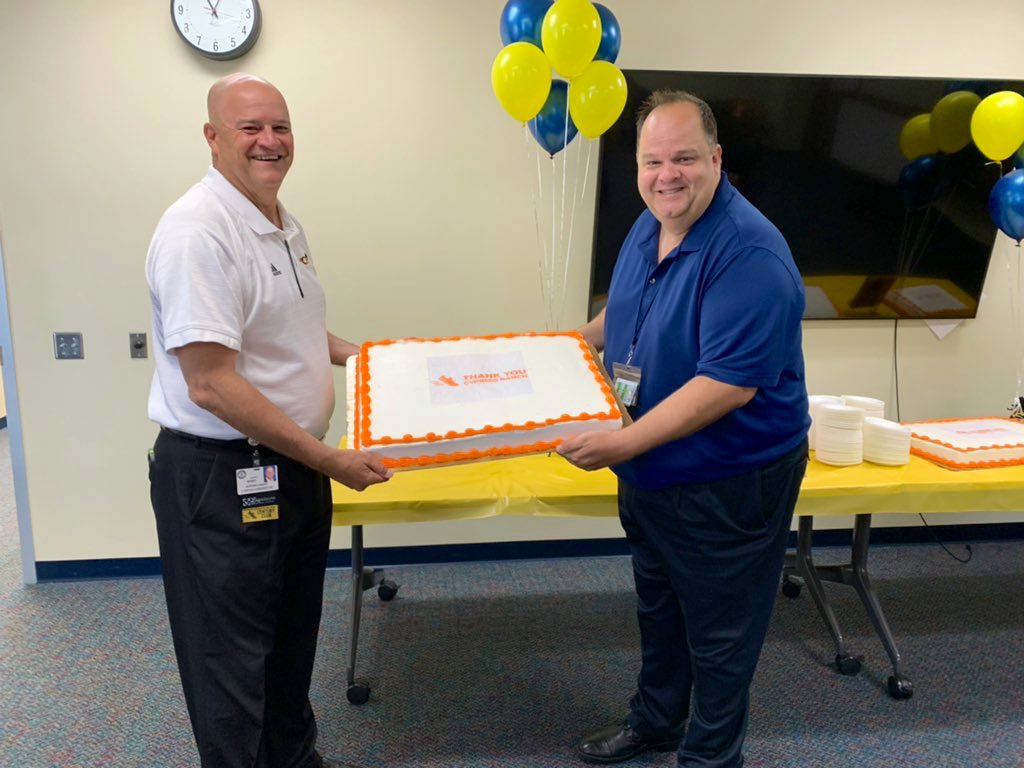 CFISDYvette's tweet photo. @CyRanchHS brought their best to the #CFISDFunRun again this year! Today, @SuptMarkHenry presented Highest High School Participation and Highest Superintendent’s Century Club Participation awards to principal Maness! Congratulations and thank you, Cy Ranch community! 👟 https://t.co/iFB3usqDWn