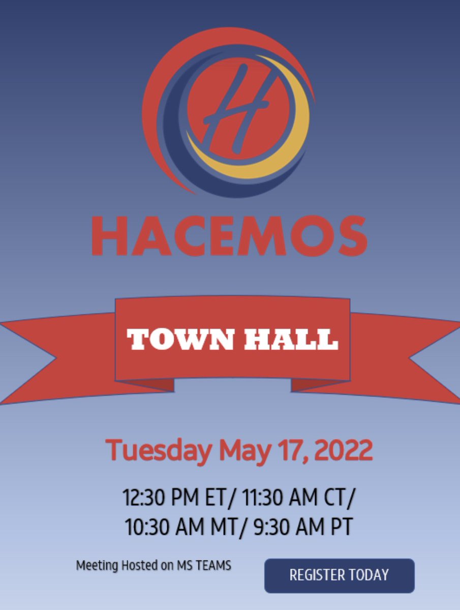 ChicagoHacemos's tweet photo. Chicago HACEMOS Members! Don’t forget to register for tomorrow’s Town Hall. Attend to see what your National Executive Board has been doing in 2022. 
Register today by clicking this link:
https://t.co/FANyE4SZQB @CynthiaGofGLM @D_A_Delgado @Randyconnectsu @JohnRiveraGLM https://t.co/daX67XjOmu