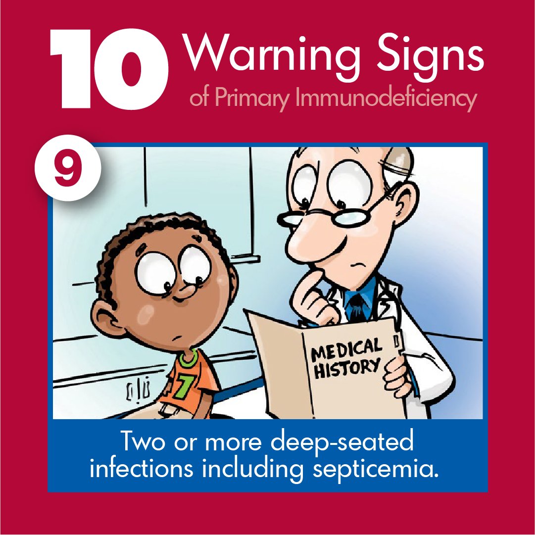 Info4PI's tweet photo. We all get sick 🤒 but how often is too often? Primary Immunodeficiency (PI) is a group of disorders that impair the #ImmuneSystem, causing frequent infections that are difficult to get over. Read the #10WarningSigns 🚨 at  https://t.co/eRGIvr4Bdh https://t.co/j7W67NUujy