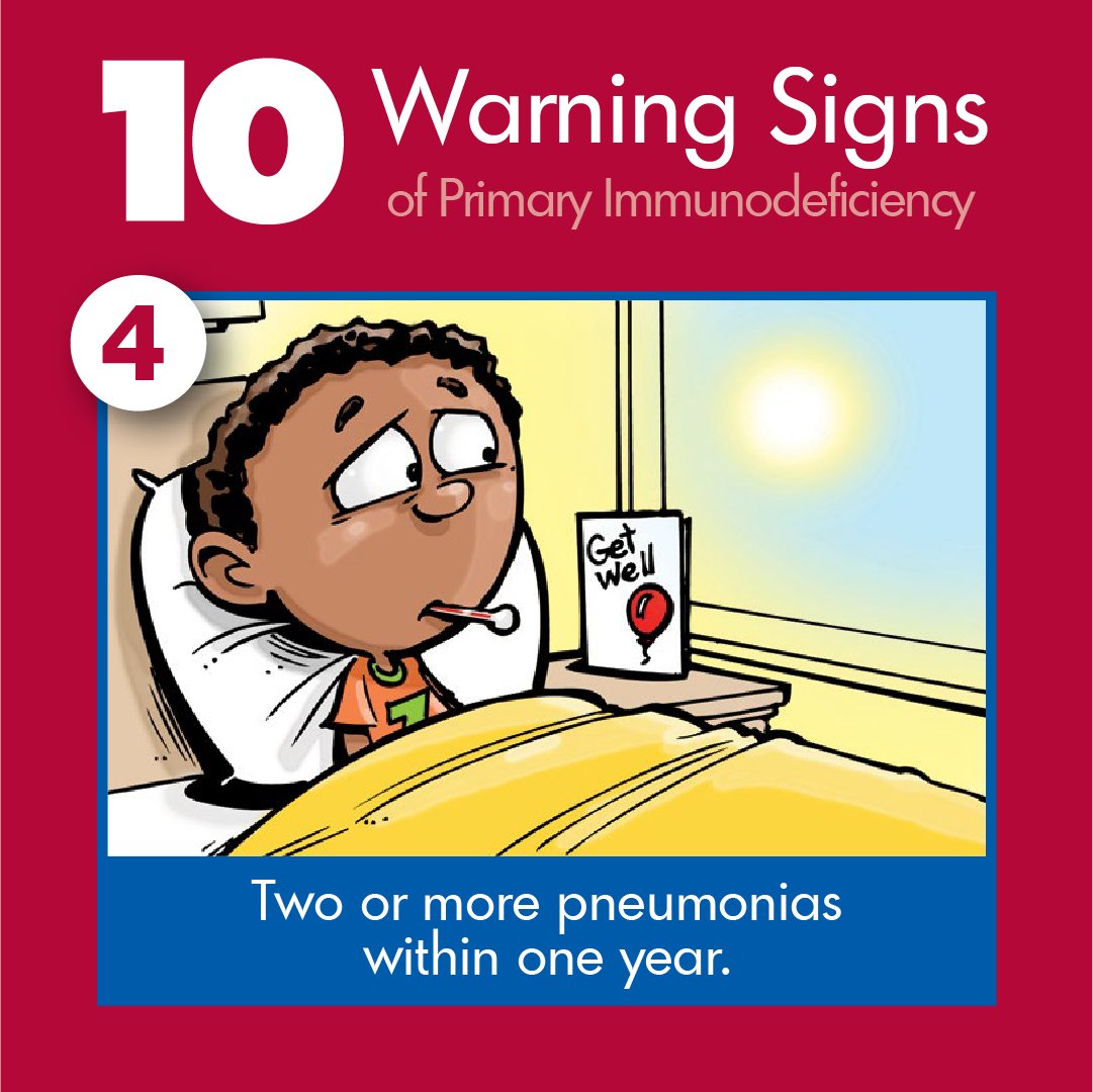 Info4PI's tweet photo. Kids get sick 🤒 But how often is too often? Primary Immunodeficiency (PI) causes frequent #infections that can be hard to cure. 1:500 people are affected by PI. If your child exhibits 2+ of the #10WarningSigns 🚨, speak to a physician. See the signs at https://t.co/eRGIvr4Bdh https://t.co/wx2M9QGjYe