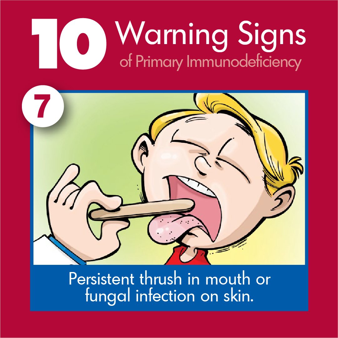 Info4PI's tweet photo. Does your child experience 2 or more of the #10WarningSigns 🚨 for Primary Immunodeficiency (PI)? PI causes frequent #infections that can lead to consequences like permanent organ damage or physical disability. Check out the signs at https://t.co/eRGIvrmcBR https://t.co/96I5x7XHvN