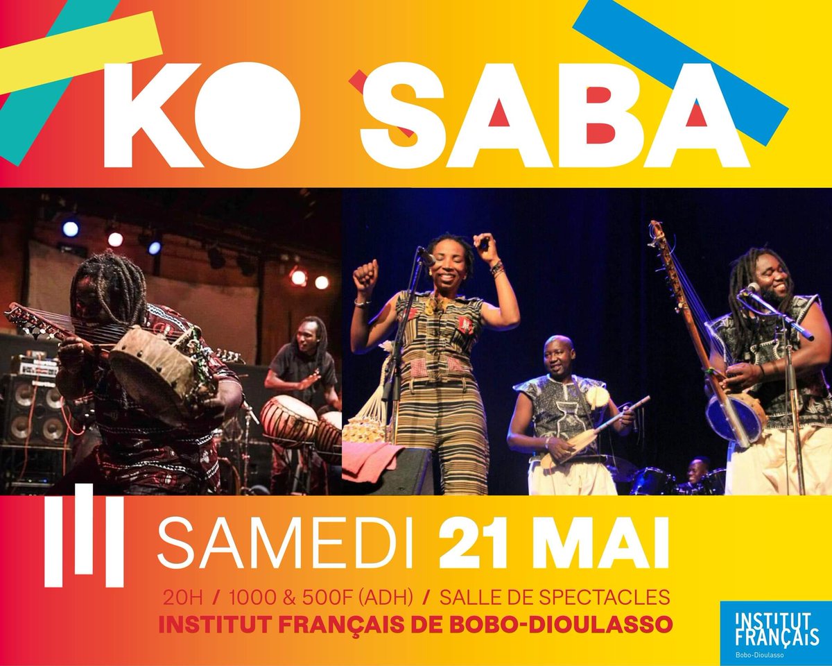 🎶 RDV samedi 21 mai à 20H avec KO SABA pour un #concert à la confluence du rock mandingue, du blues, du jazz et de la musique traditionnelle malienne (Tarif : 1000/500F).