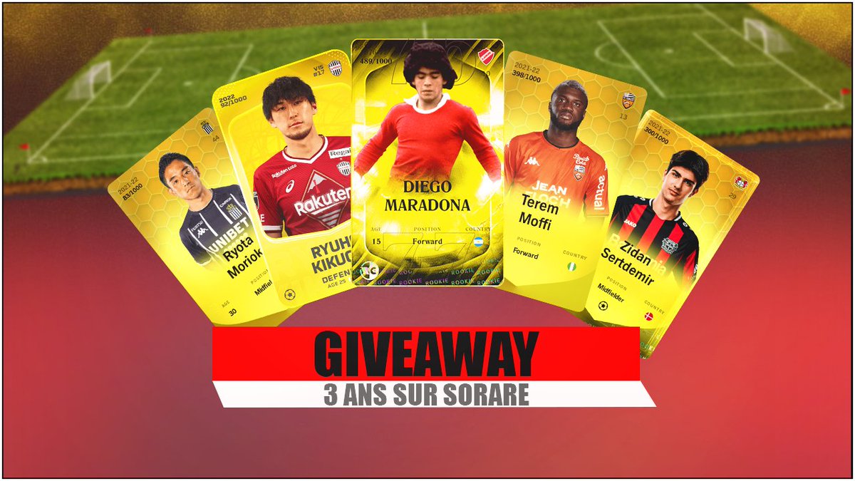 zenoobvie's tweet image. 🎁 Pour fêter mes 3 ans sur @Sorare , tentez de remporter un lot de 5 cartes de joueurs ayant marqué mon aventure !

Valeur estimée à 550 euros environ.

- Retweet 🔁
- Follow ✅

TAS : 20/05/2022 🍀 #sorare #giveaway