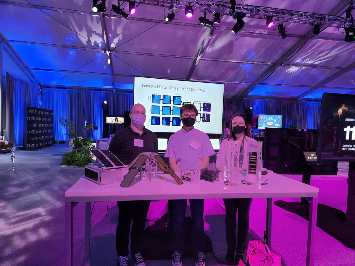 mit_starlab's tweet photo. STAR Lab was proudly represented this weekend at the #MITBetterWorld Weekend! PhD students Will, Joey, and Paula talked with @MIT_alumni about how small satellites can help fight climate change and improve accessibility - resulting in a Better World! @MITAeroAstro @MITBetterWorld https://t.co/QlHRKlW0zn