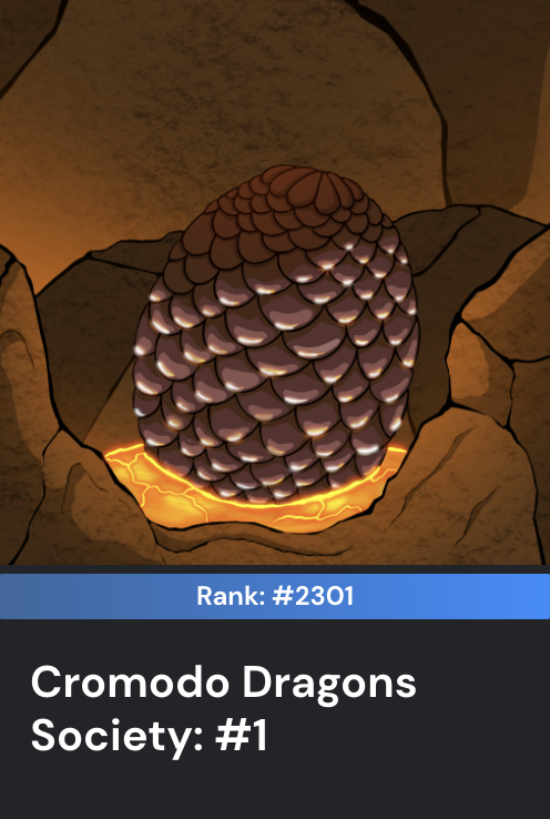 Just got airdropped a bronze  <a href="/CromodoDragons/">CromodoDragonsSociety</a> #1 egg!! Waiting to hatch and see that Cromodo Dragon!!! 
Go check their site and mint one! cromododragonsociety.com 
#crofam
