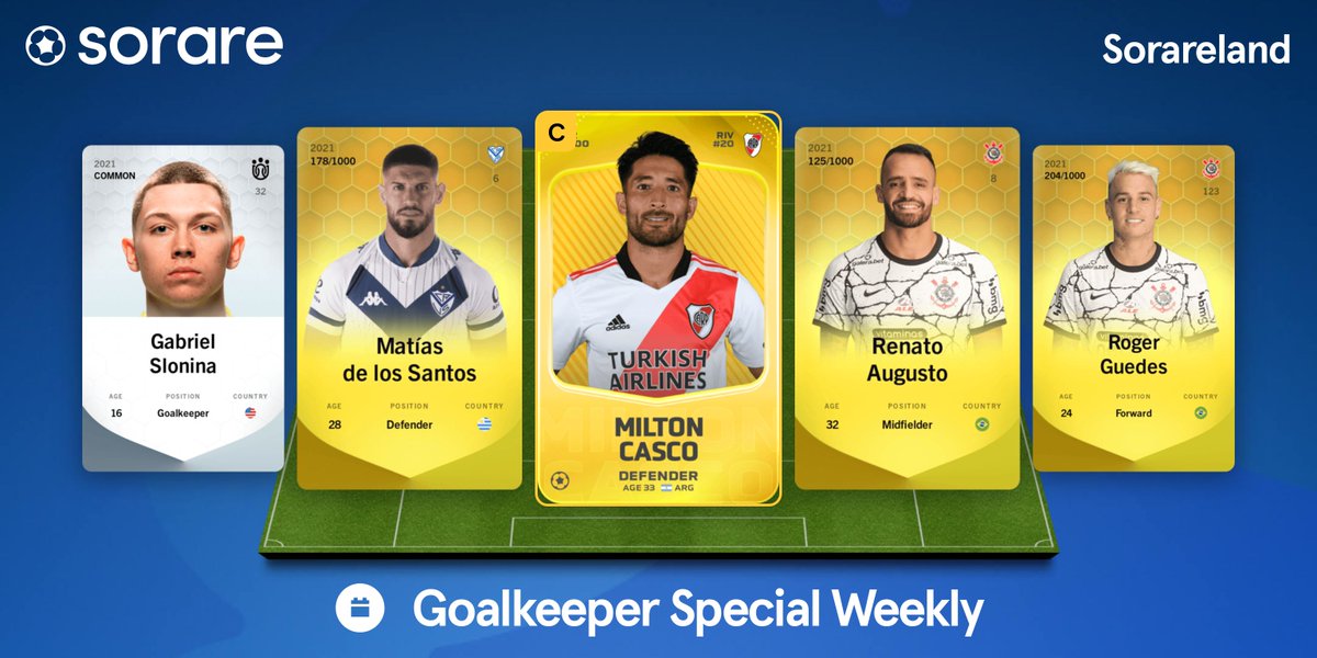 Sorareland's tweet photo. 💪 Listos los equipos para la #GW271 #Sorare 

💰 Podría haber alguna venta de última hora que supondría cambios

La underdog la incluyo para que quede mejor el diseño del tweet, pero 2 no juegan y 2 son suplentes 😂

🧤 La Goalkeeper la veo complicada, Renato apunta a suplente https://t.co/m7a0di8vDH