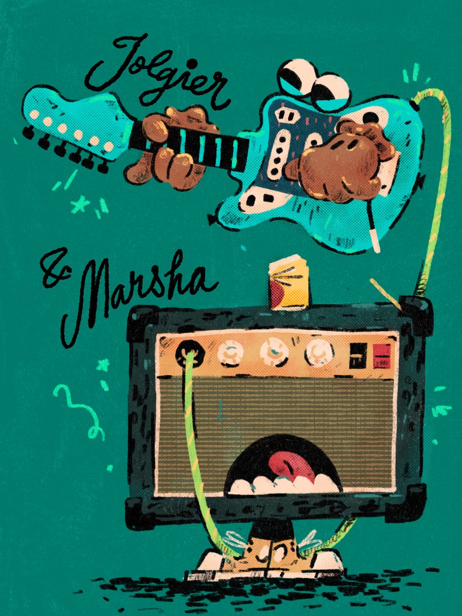 austineustice's tweet photo. Jolgier &amp; Marsha make grungey tunes together.
#folkart #music #marshallstack #fender #jaguar #illustration https://t.co/33ekgTGSaQ