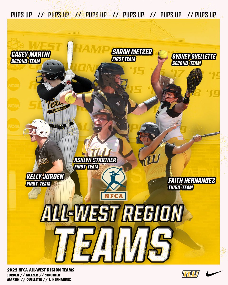 TLUsoftball's tweet photo. Make that 6️⃣ NFCA All-West Region honorees 🤩

📰: https://t.co/9dV3i2W6a8

#TooLiveU | #PupsUp https://t.co/AxZclTm726