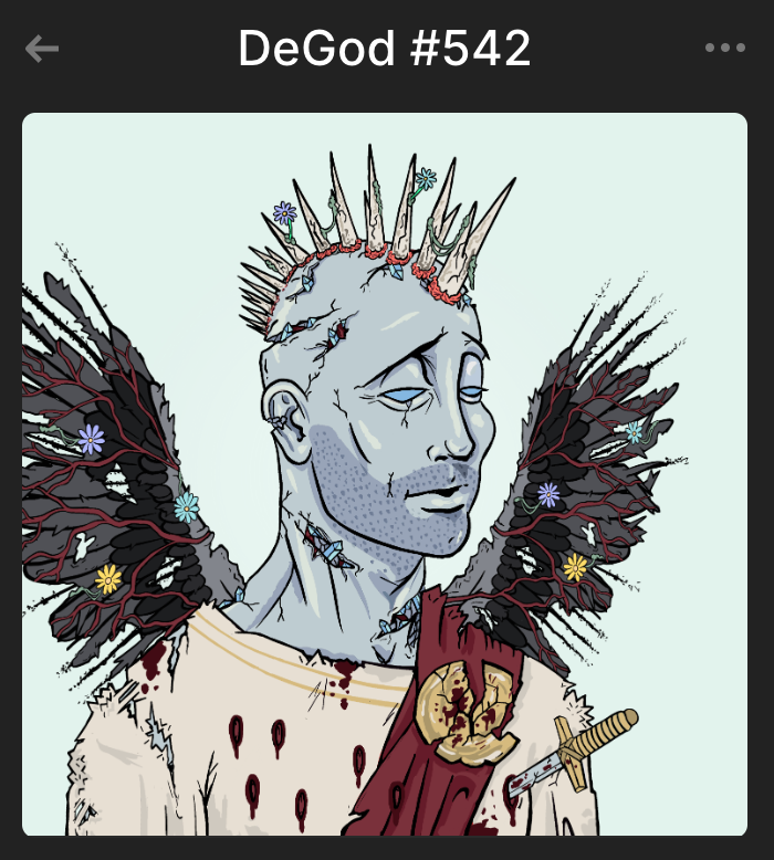 jukemaster69_'s tweet photo. Joined @DeGodsNFT last month at 100 SOL

Got hacked and lost my Degods a few days ago...

Degods Team (shout out to @0x_chill @daysfordaysatme) bought it for 370 SOL and sent it back to me at no cost.

DeGods take care of one another.
This is community.
This is Degod. ♥️ https://t.co/U13YxfOx25