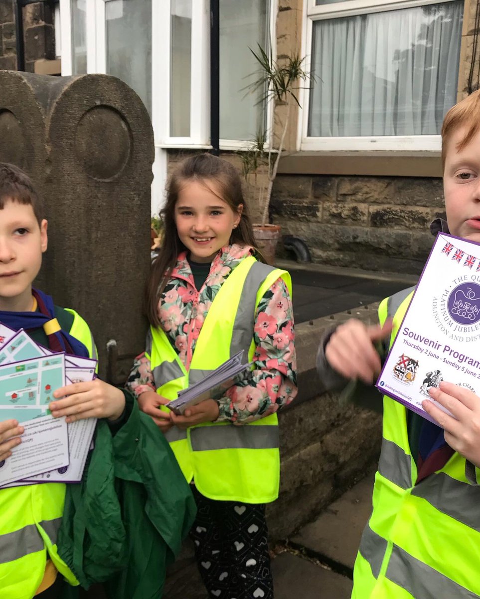 ASJScouts's tweet photo. Well done to our Beavers, Cubs and Scouts delivering the Platinum Jubilee Souvenir Programme around the village 👑 🇬🇧. Don’t forget to pop in on Saturday 4th June 11-3pm for some family fun!
#ChorleyScouts #WestLancsScouts #Skillsforlife https://t.co/MIcutJNoRH