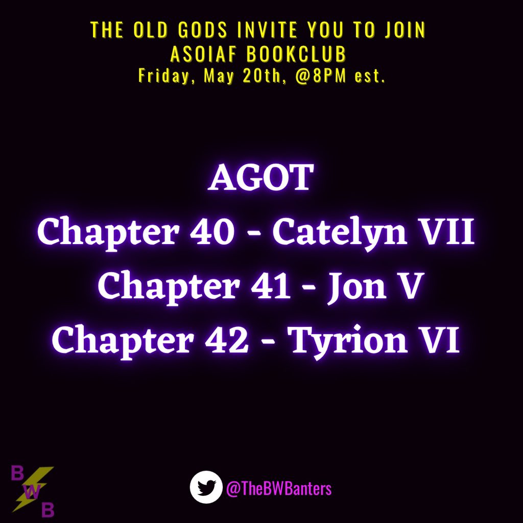 TheBWBanters's tweet photo. #asoiaf bookclub! https://t.co/4ABcwZMl40