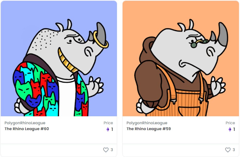 rhinoleaguenft's tweet photo. These 2 new rhinos have a strong #90's vibe.
#PolygonNFT #NFTcollections #rhino #OpenSeaNFT https://t.co/c6frRSNzb4