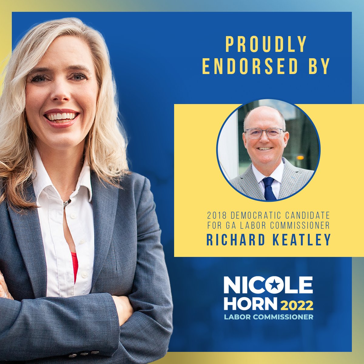 Richard Keatley, the 2018 Dem Nominee for GA’s Labor Commissioner, just endorsed our campaign!

This is a huge win for our fight for a better future &amp; proves that people are uniting around our vision for GA’s economy.

Join our team today: secure.actblue.com/donate/social-…