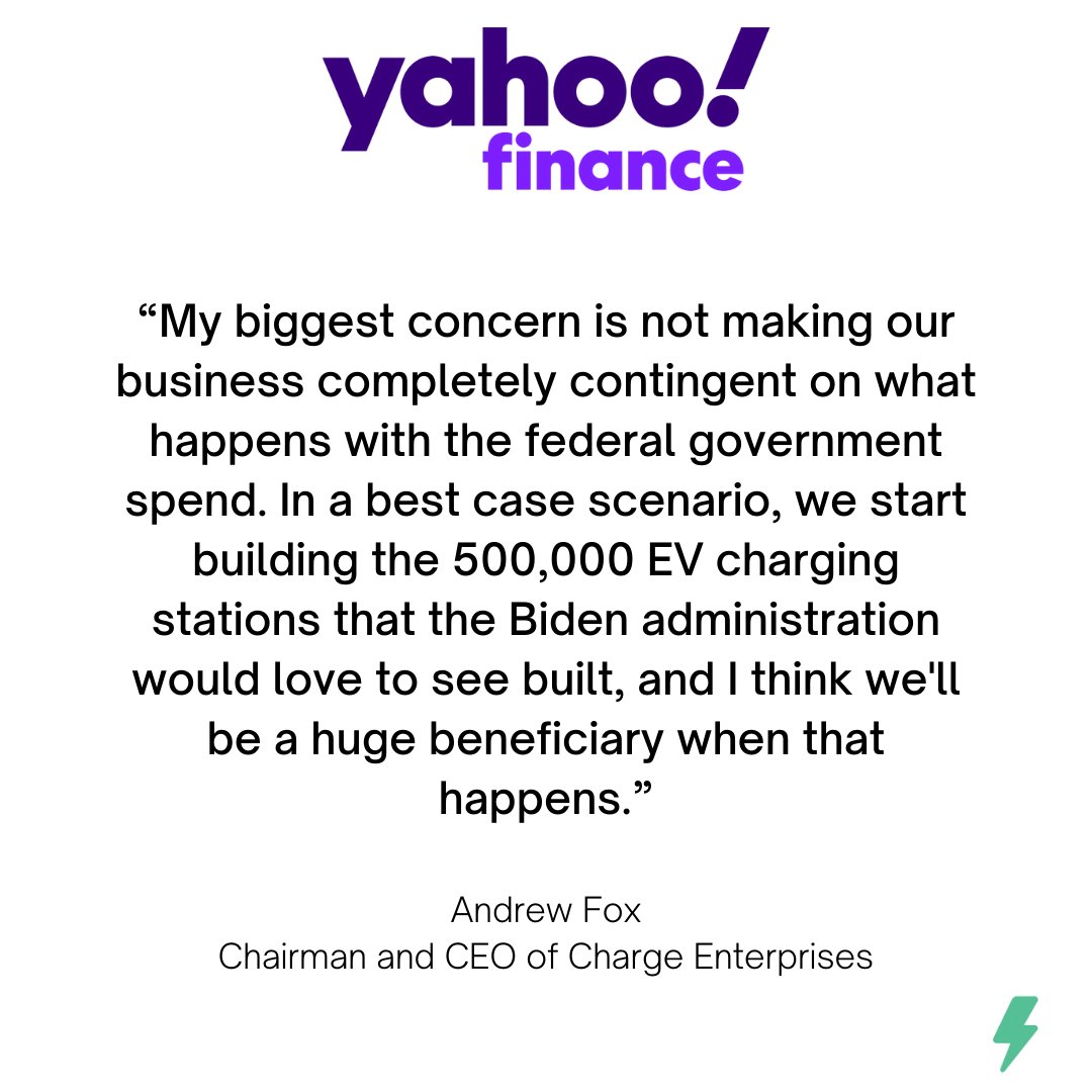 Andrew Fox, Founder, Chairman, and CEO talks to Yahoo Finance – Charge Enterprise’s first quarter revenue reported at $163 million, a 47% increase from a year ago. 

Watch here at finance.yahoo.com/news/charge-ce…