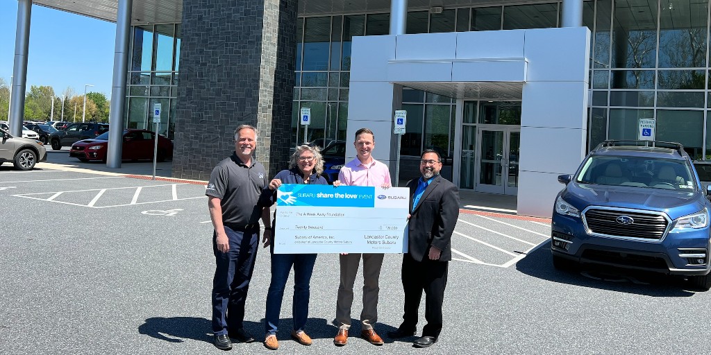a_week_away's tweet photo. A HUGE thank you to our 2022 Corporate Sponsor, Lancaster County Motors Subaru, for their incredibly generous donation to AWA, through their 2021 Share The Love Campaign.

Their continued support and generosity help us continue our mission, and we are so grateful!! https://t.co/TSKUpR65mz