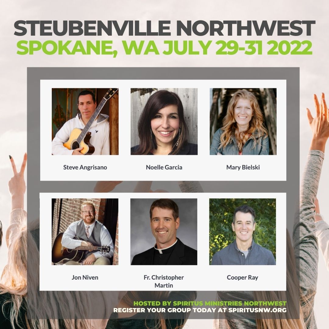 We have an incredible line-up of leaders and speakers to guide an unforgettable weekend of spiritual enrichment for catholic teens in Spokane at the end of July. Registration is still open, we'd love to see you!
<a href="/steveangrisano/">Steve Angrisano</a> <a href="/MaryBielski/">Mary Bielski</a> <a href="/jniven/">Jon Niven</a> <a href="/CooperPRay/">Cooper P Ray</a> <a href="/NoelleGarciaMus/">Noelle Garcia</a>