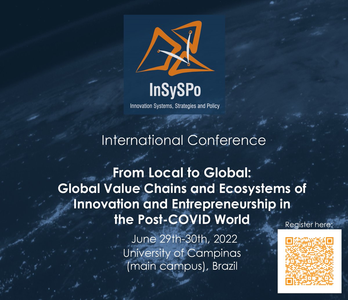 insyspo's tweet photo. Don't miss your chance to join us to discuss GVCs and Ecosystems of Innovation and Entrepreneurship in the Post-COVID World!
Check out the confirmed names for the 1st session of our conference and register now 👉 https://t.co/L5To8Rz816
🗓️June 29th and 30th
📍Campinas or online https://t.co/OfpZx5wxDM